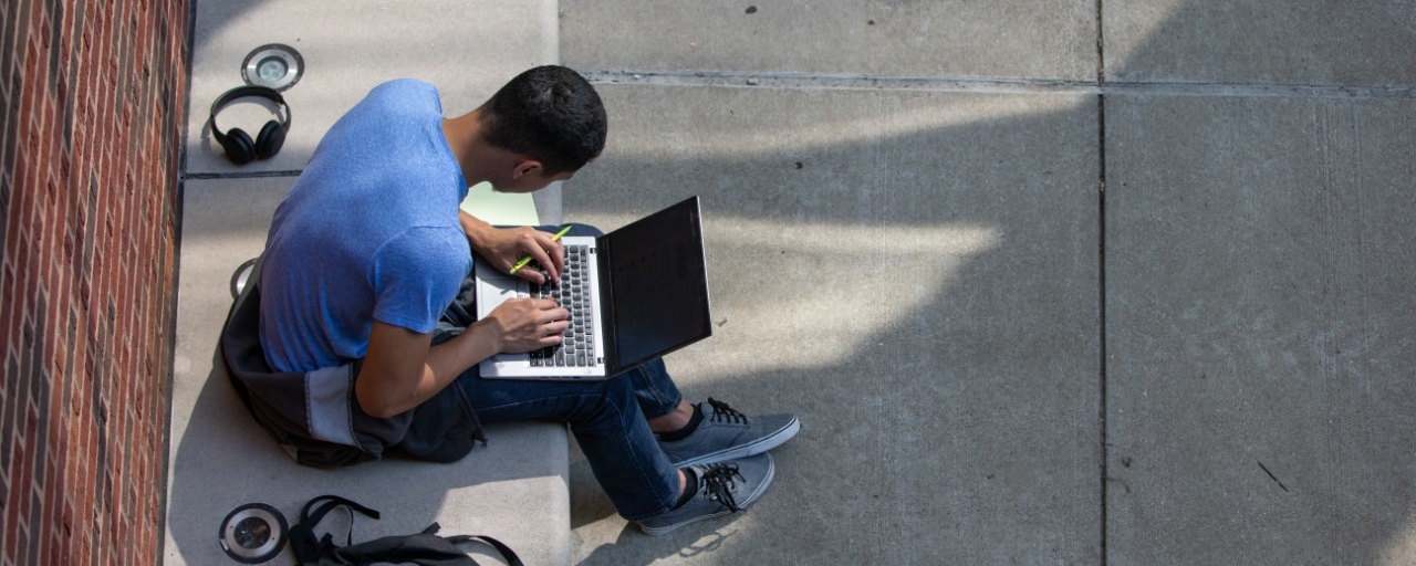 Student working on laptop
